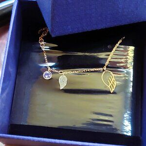 Swarovski Duo Wing Pendant Necklace Rose Gold Crystal Tanzanite 5171264 NIB
